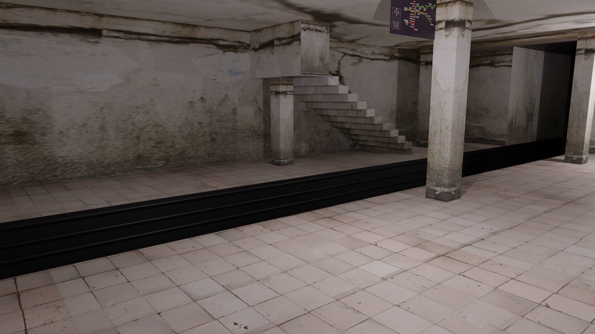 Metro Station Low-poly 3D model_3