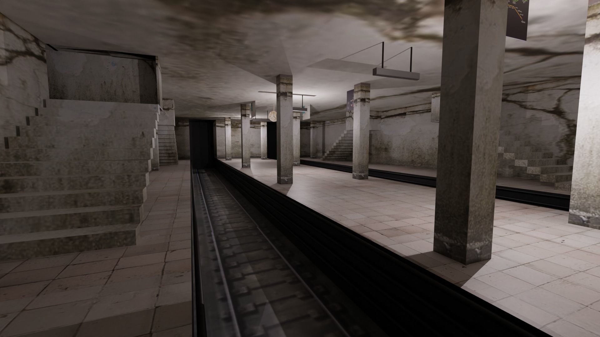 Metro Station Low-poly 3D model_6