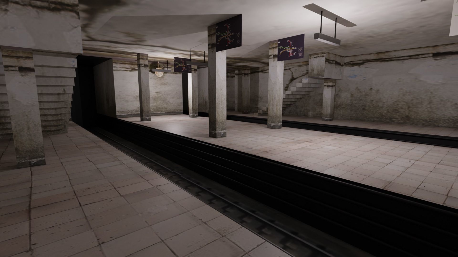 Metro Station Low-poly 3D model_4