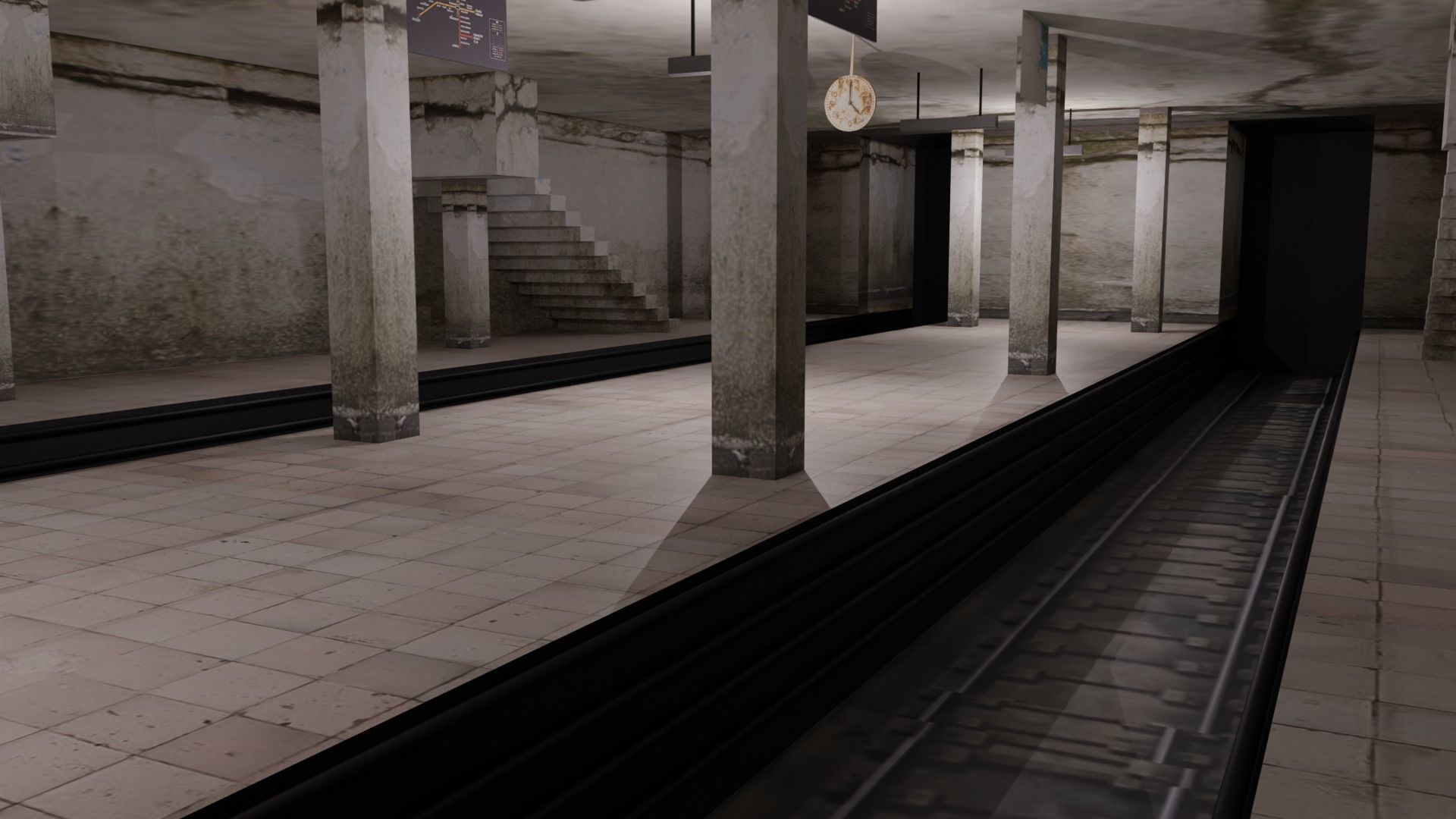 Metro Station Low-poly 3D model_2