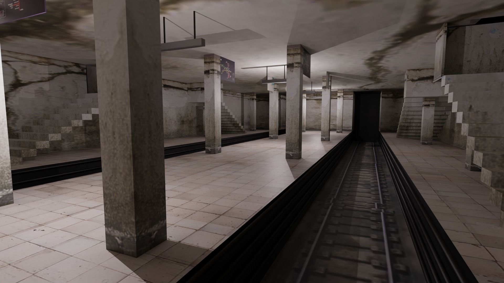 Metro Station Low-poly 3D model_5