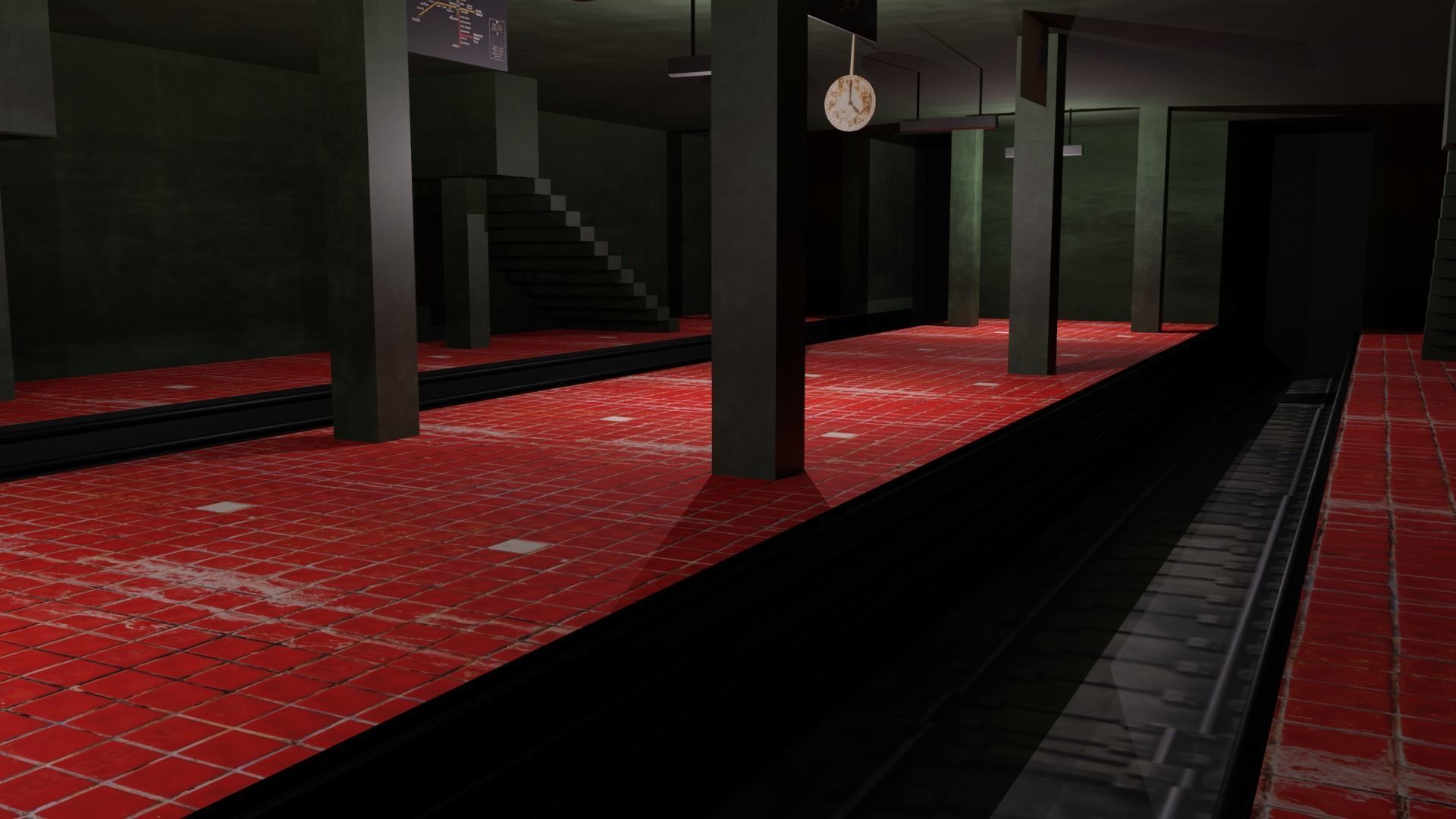 Metro Station Low-poly 3D model_2