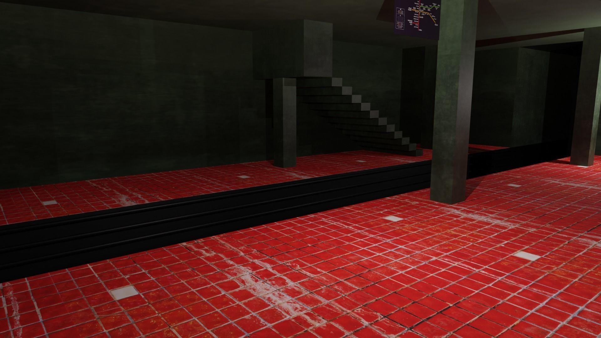 Metro Station Low-poly 3D model_3