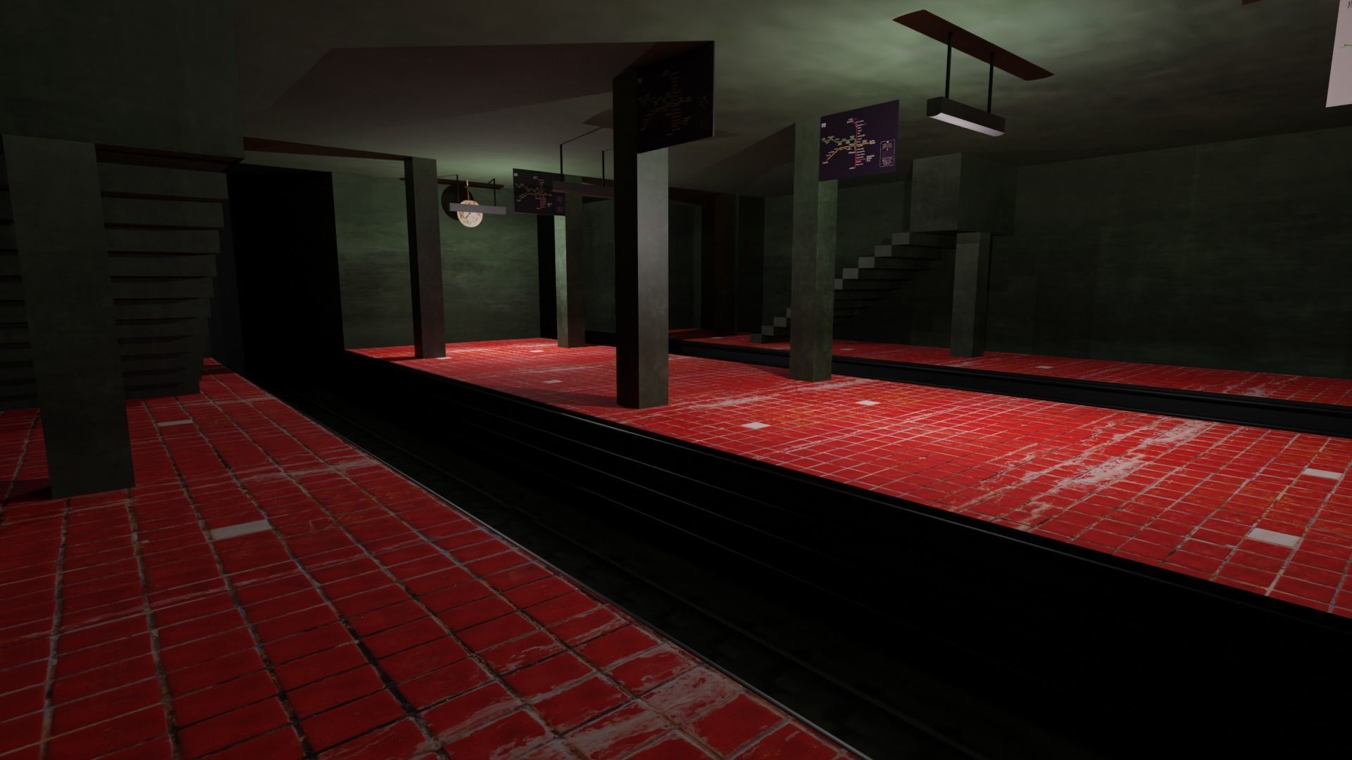 Metro Station Low-poly 3D model_4