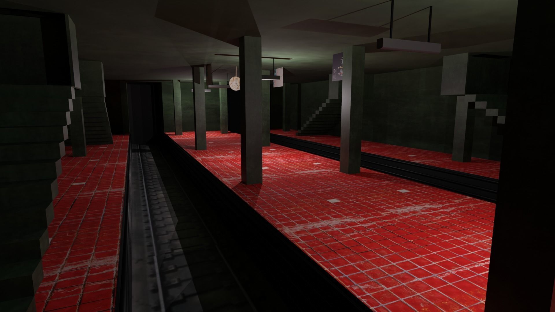 Metro Station Low-poly 3D model_1