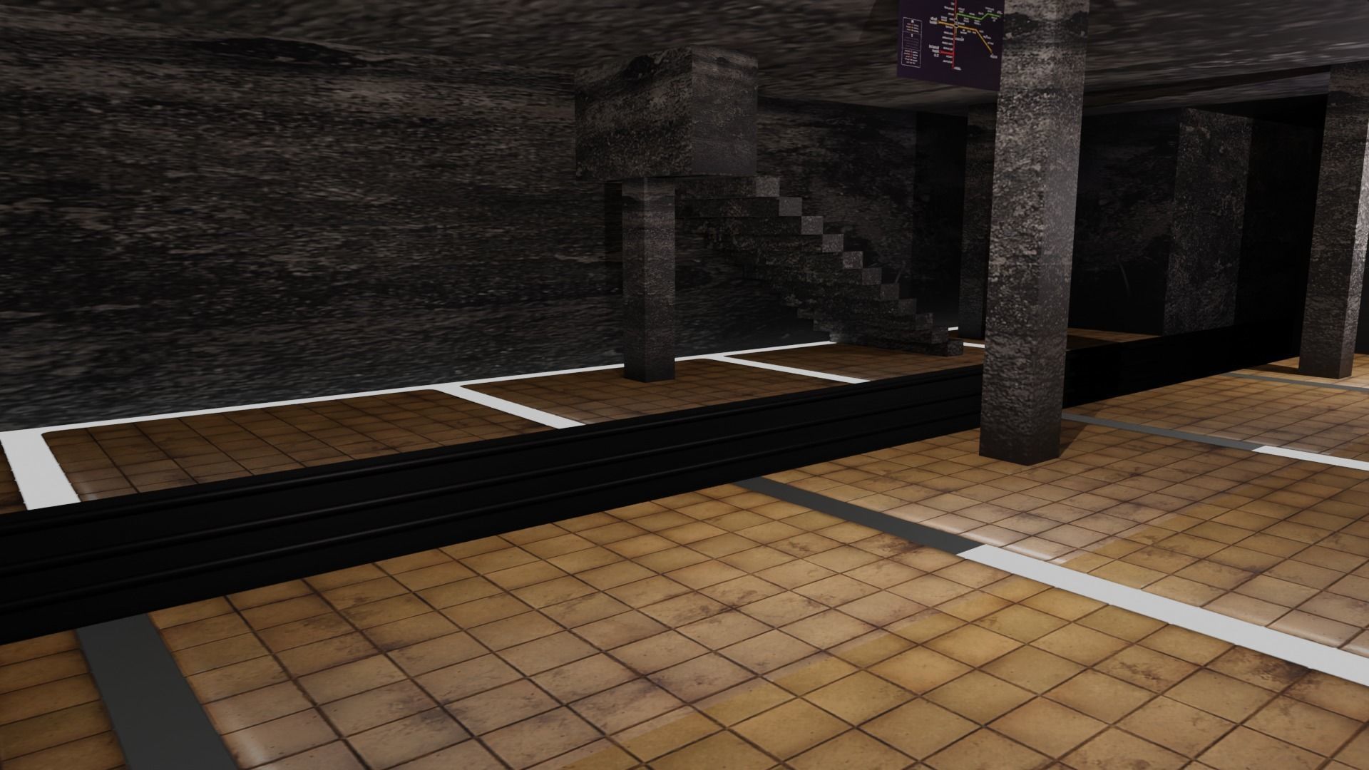 Metro Station Low-poly 3D model_3