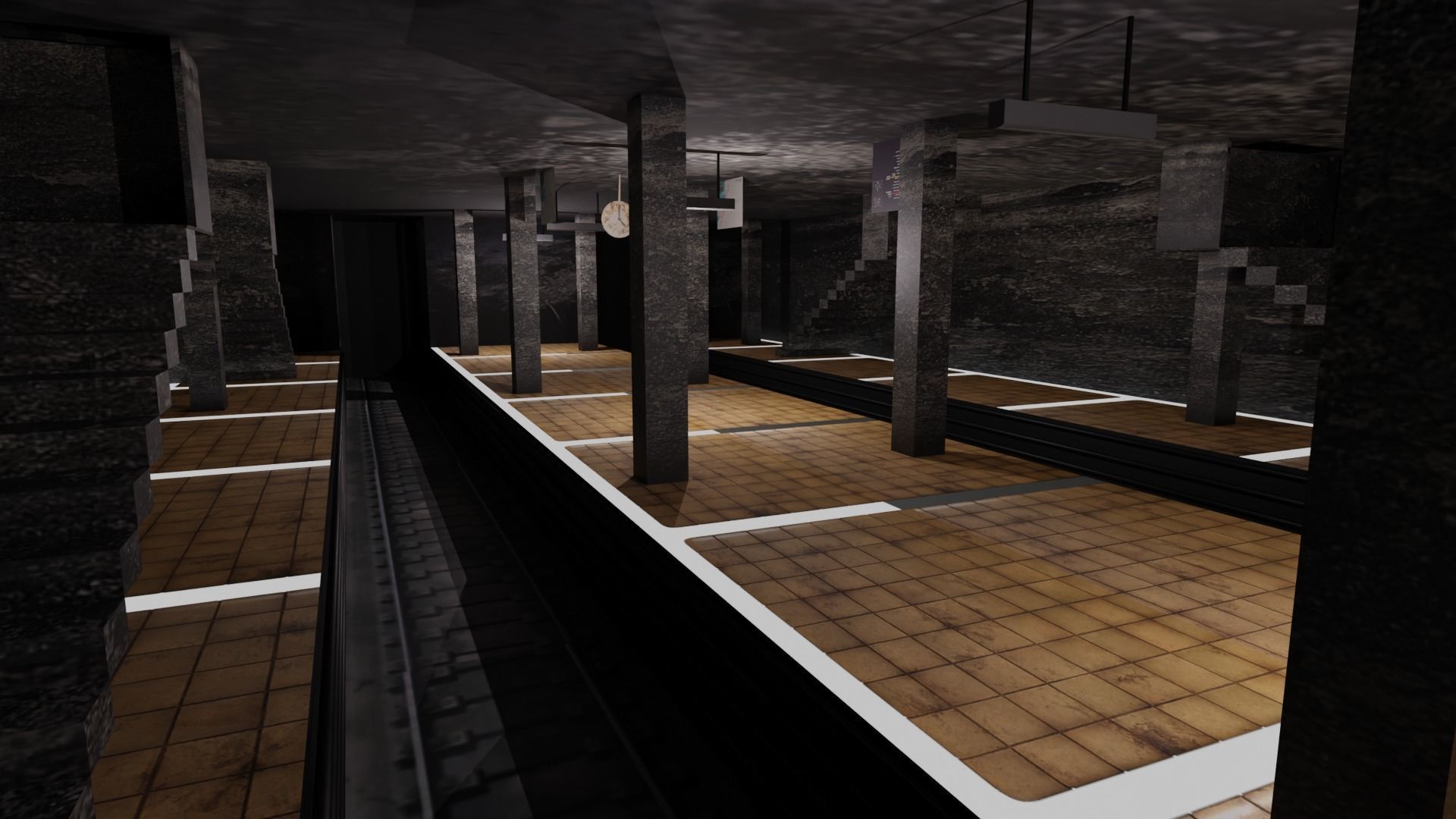Metro Station Low-poly 3D model_1