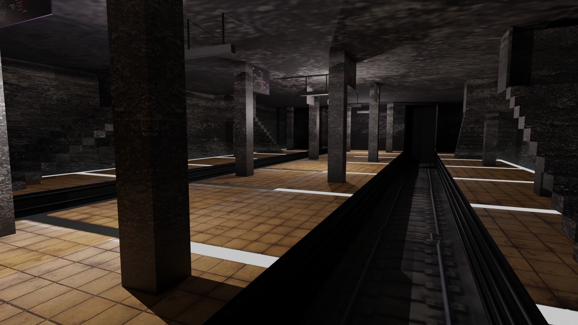Metro Station Low-poly 3D model_5