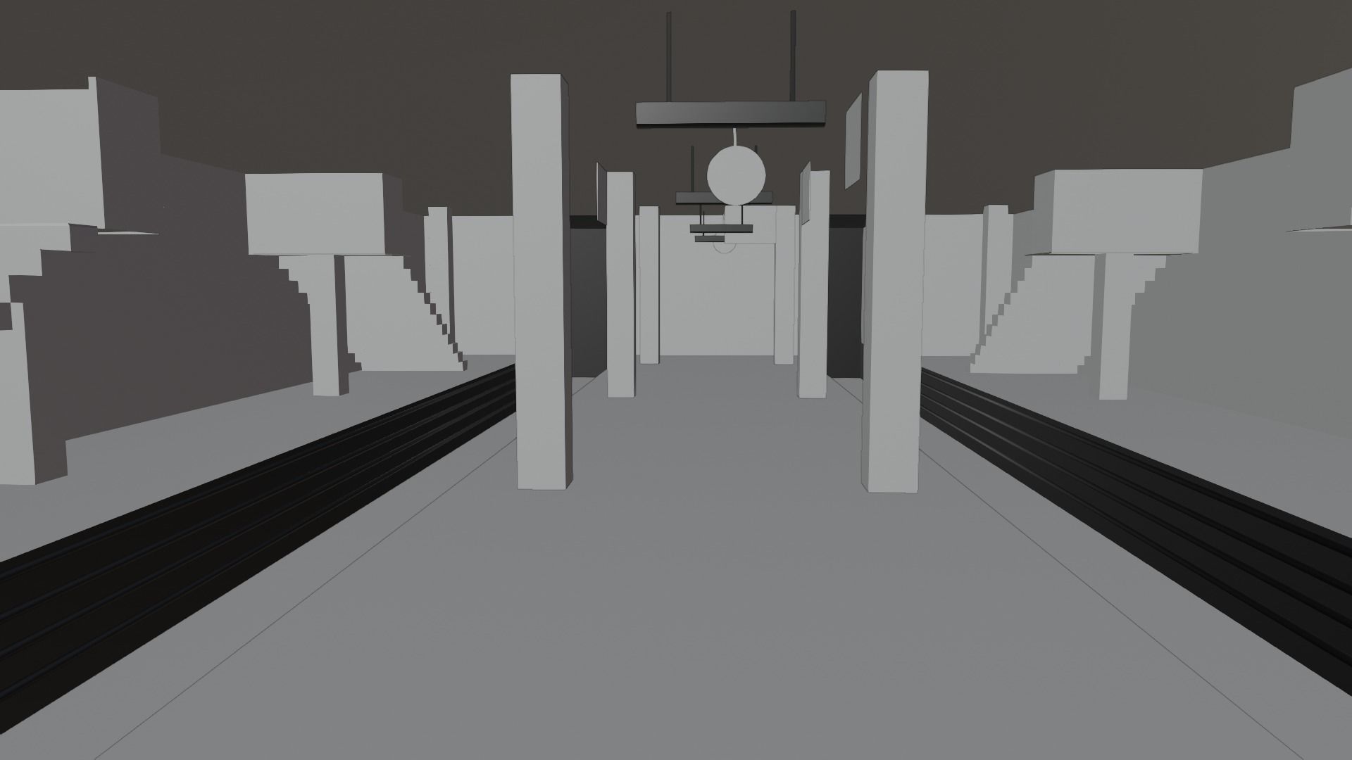 Metro Station Low-poly 3D model_7
