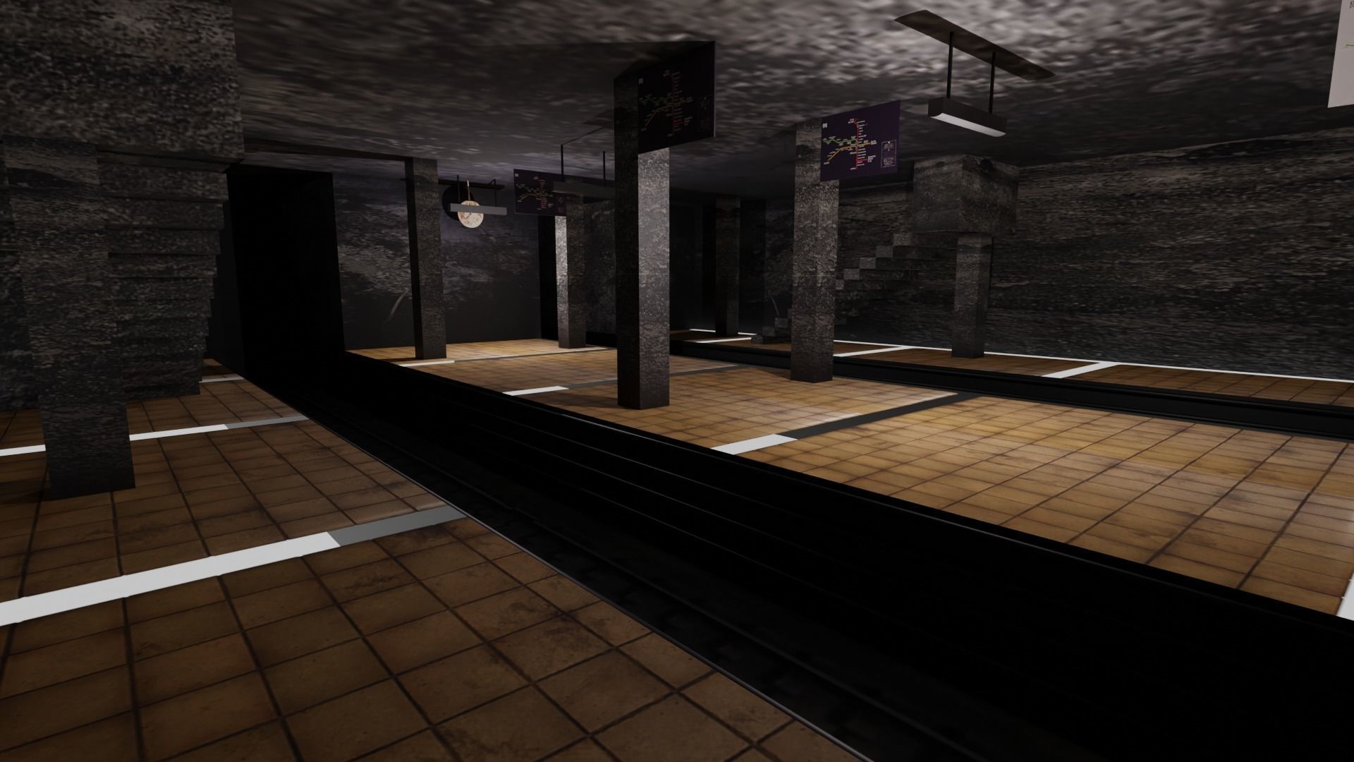 Metro Station Low-poly 3D model_4