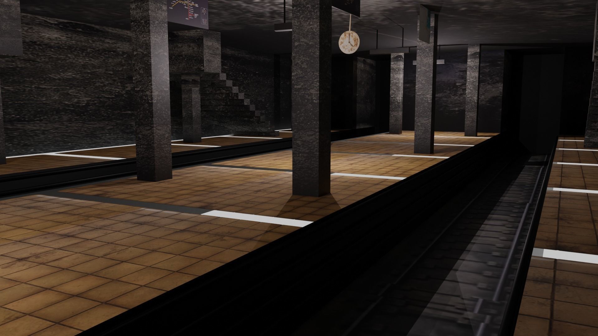 Metro Station Low-poly 3D model_2