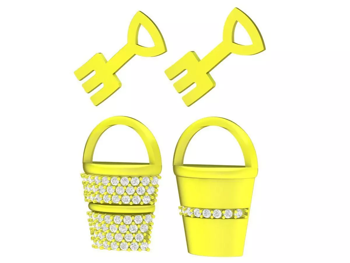 Bucket and Shovel Diamond Charm Pendant Jewelry Design 6853 3D print model