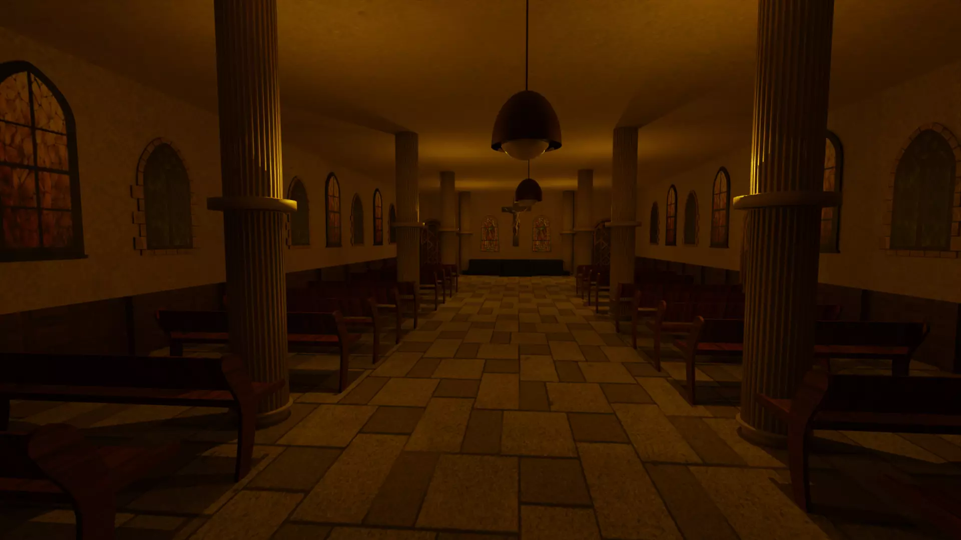Church Interior Low-poly 3D model