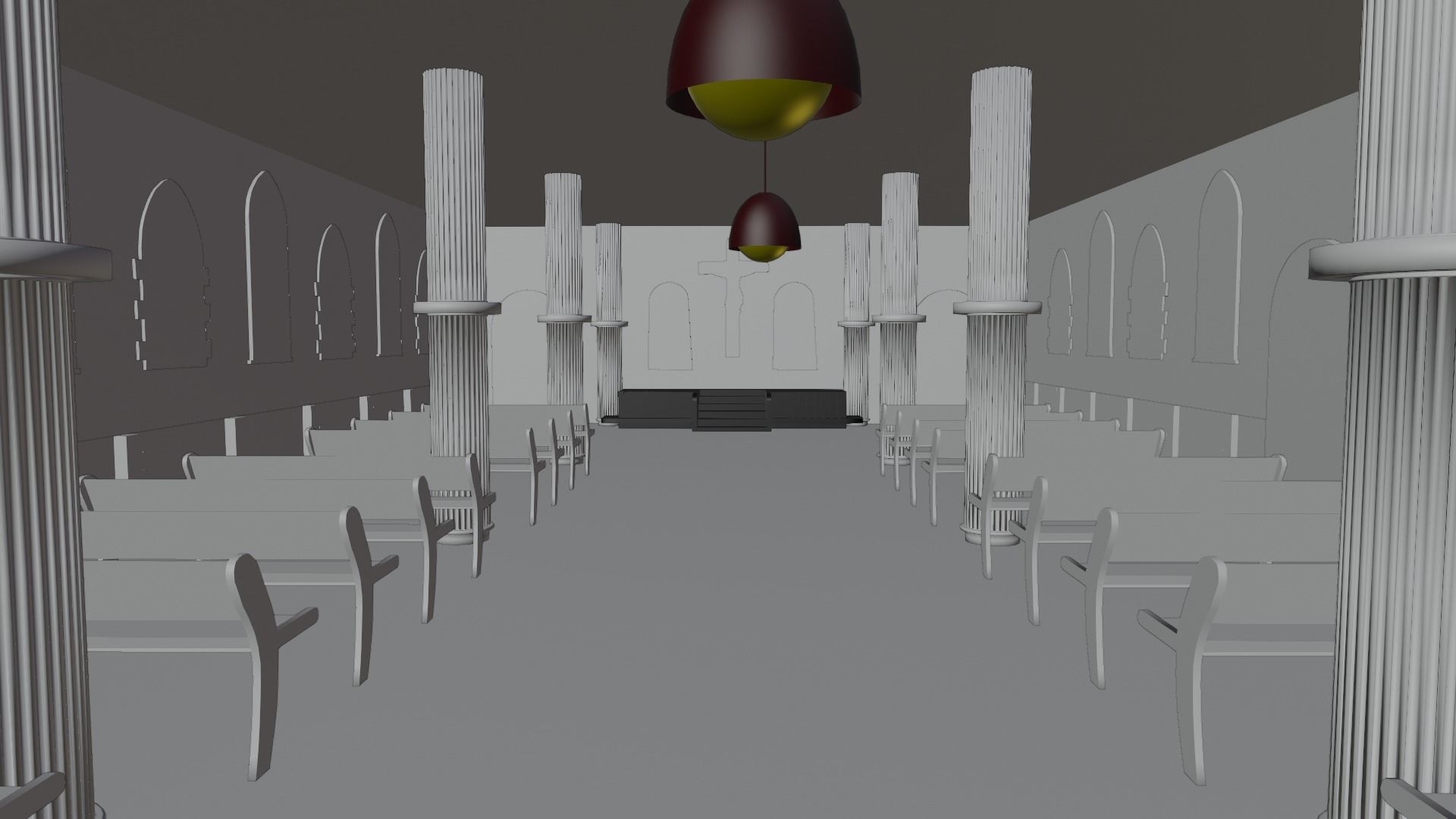 Church Interior Low-poly 3D model_7