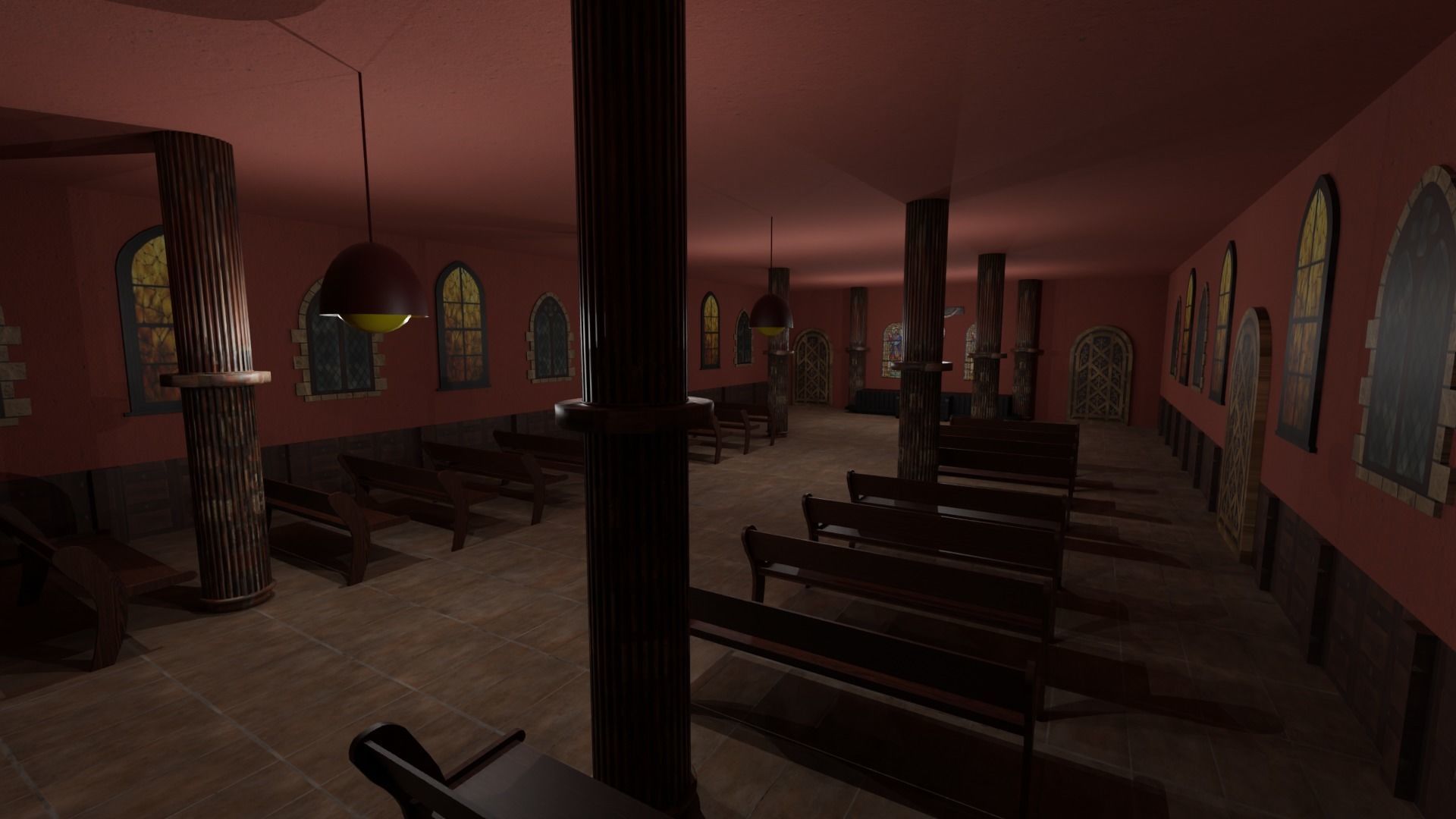 Church Interior Low-poly 3D model_4