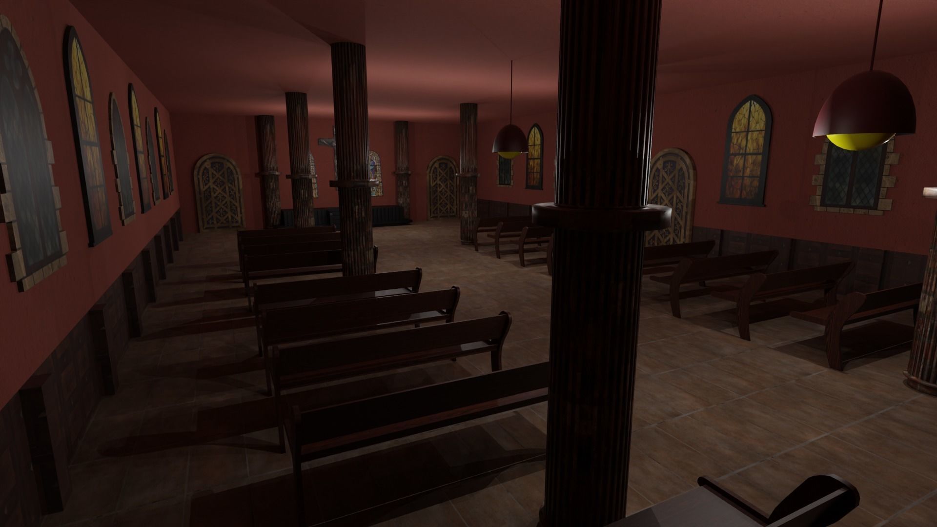 Church Interior Low-poly 3D model_5