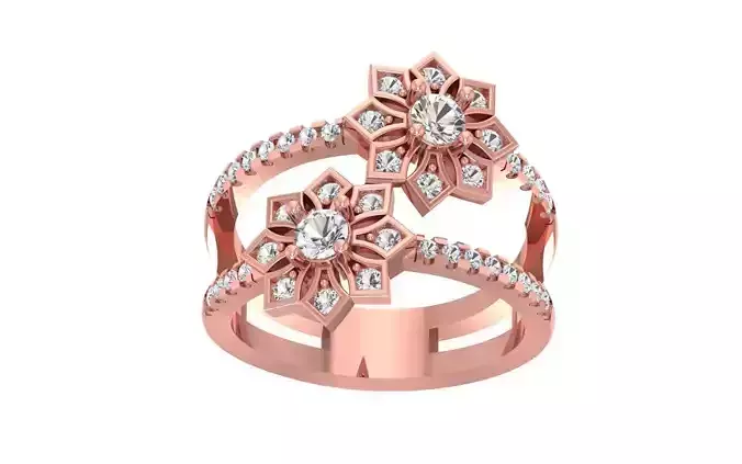 Women Wedding Engagement Flower Bridal Ring