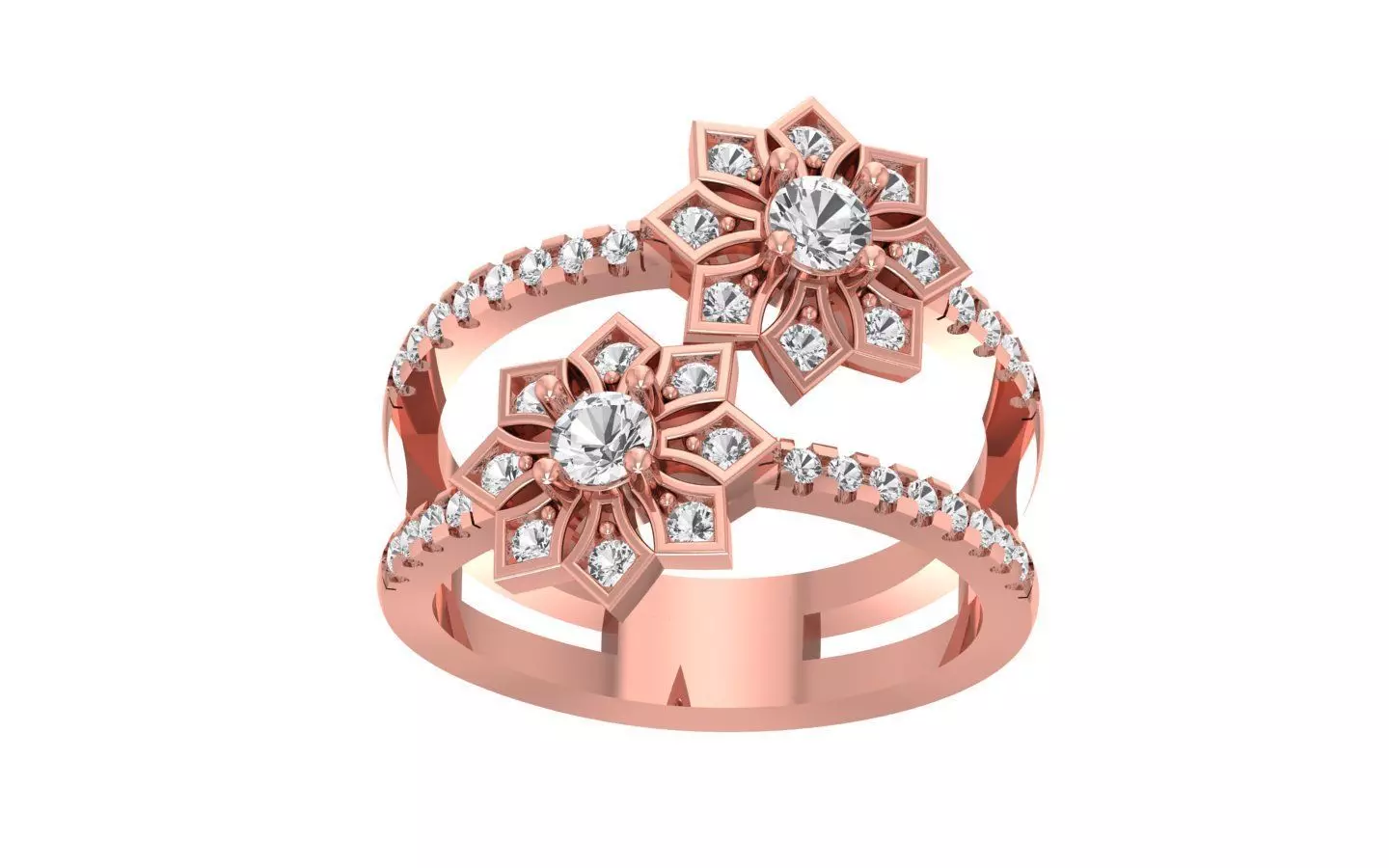 Women Wedding Engagement Flower Bridal Ring 3D print model