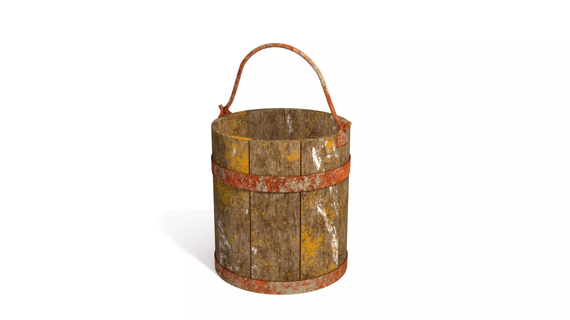 Dirt Wooden Bucket 02 Low-poly 3D model_0
