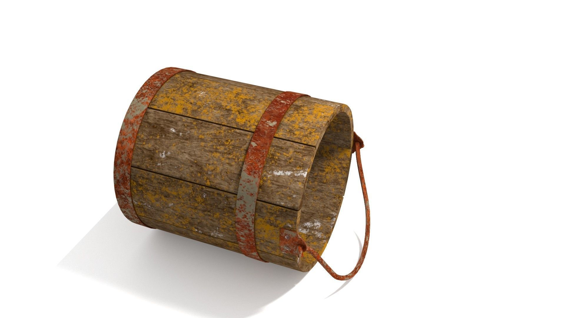 Dirt Wooden Bucket 02 Low-poly 3D model_10
