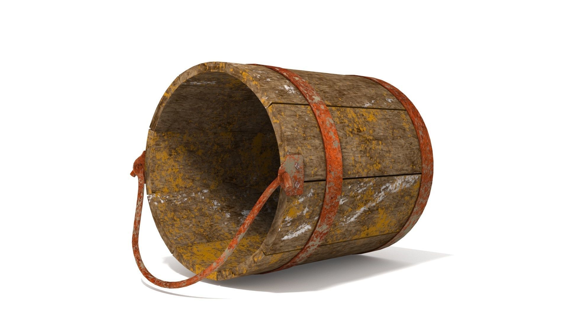 Dirt Wooden Bucket 02 Low-poly 3D model_8