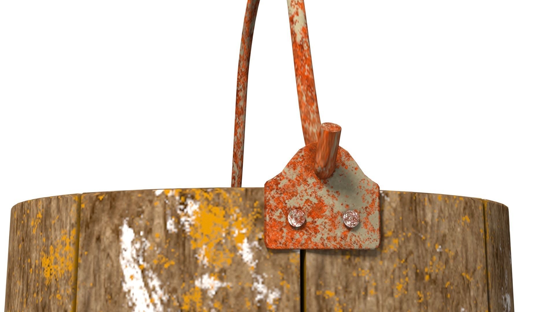 Dirt Wooden Bucket 02 Low-poly 3D model_5