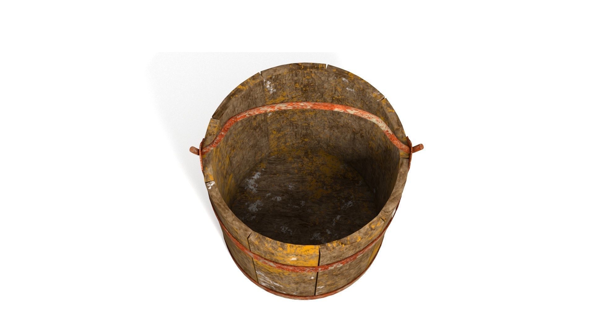 Dirt Wooden Bucket 02 Low-poly 3D model_12