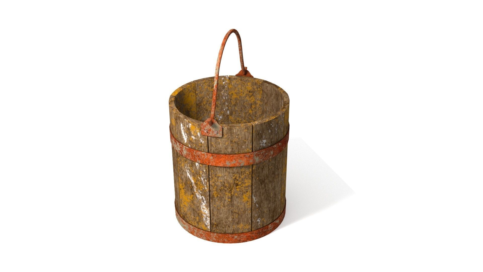 Dirt Wooden Bucket 02 Low-poly 3D model_1