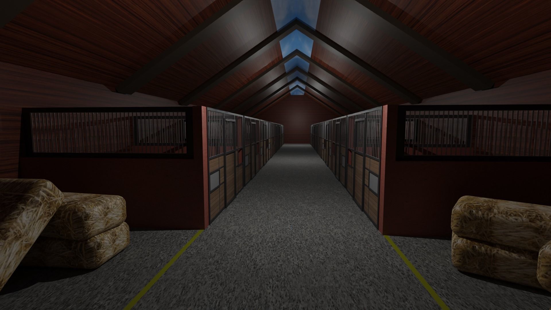 Horse Stable Low-poly 3D model_1