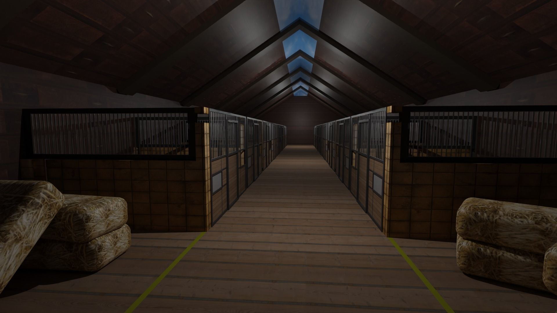 Horse Stable Low-poly 3D model_1