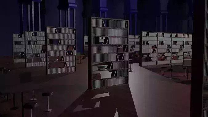 Library Interior Low-poly 3D model