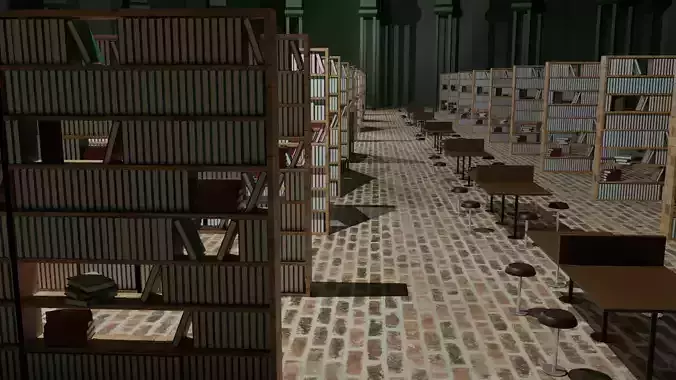 Library Interior Low-poly 3D model