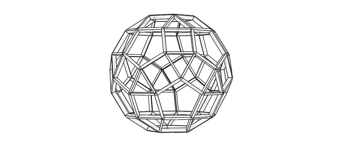 Wireframe Shape Rhombicosidodecahedron 3D print model_35