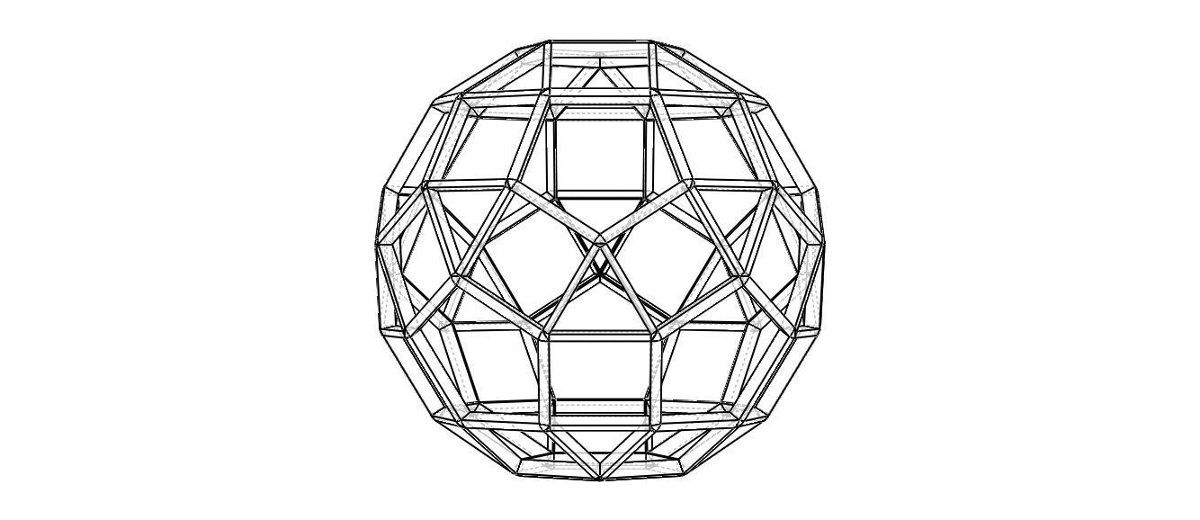 Wireframe Shape Rhombicosidodecahedron 3D print model_23