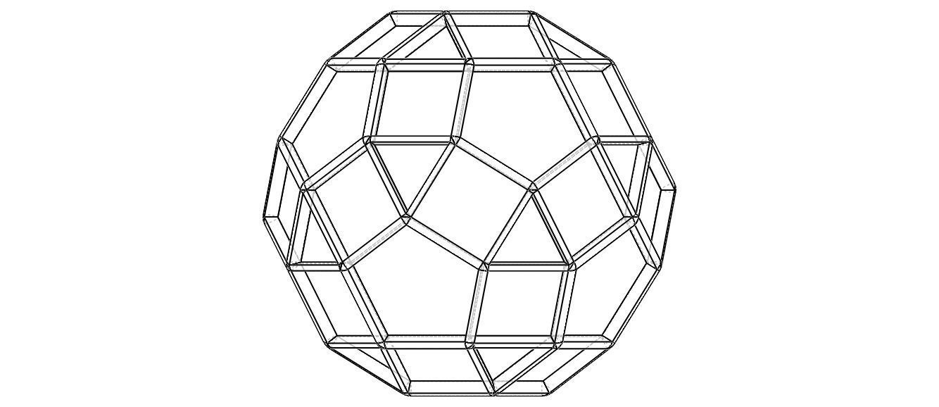 Wireframe Shape Rhombicosidodecahedron 3D print model_39