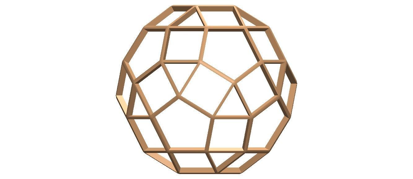 Wireframe Shape Rhombicosidodecahedron 3D print model_41
