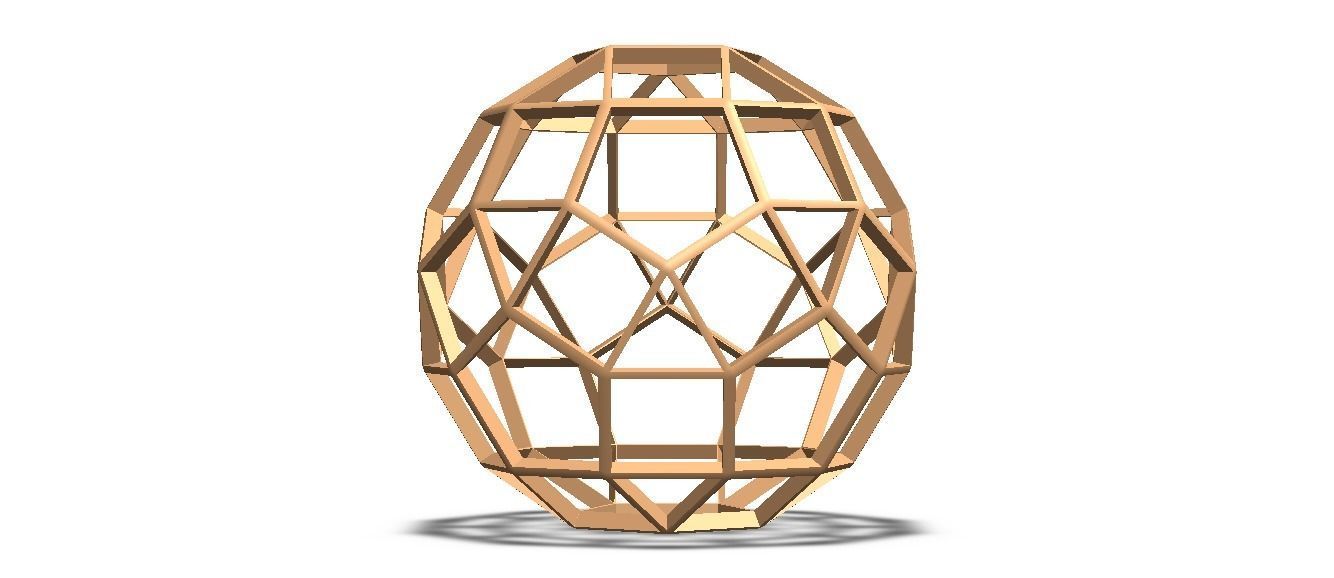 Wireframe Shape Rhombicosidodecahedron 3D print model_25