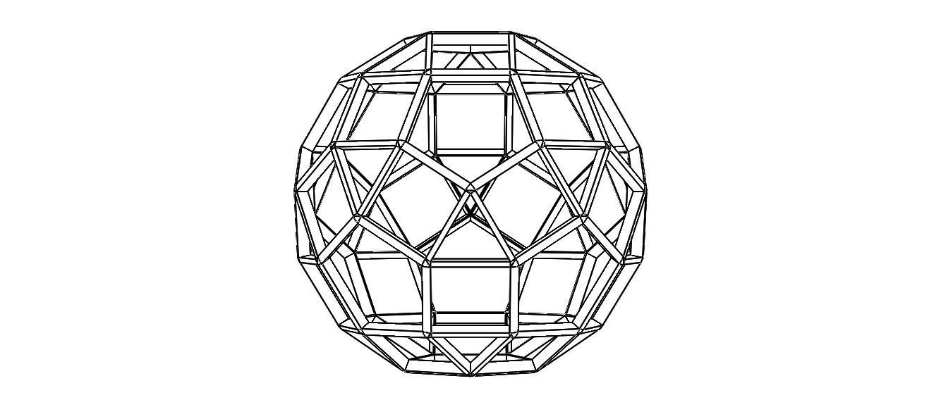 Wireframe Shape Rhombicosidodecahedron 3D print model_22