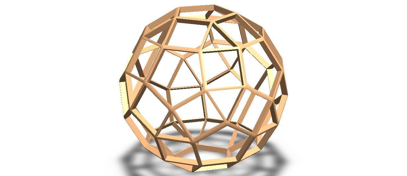 Wireframe Shape Rhombicosidodecahedron 3D print model_5