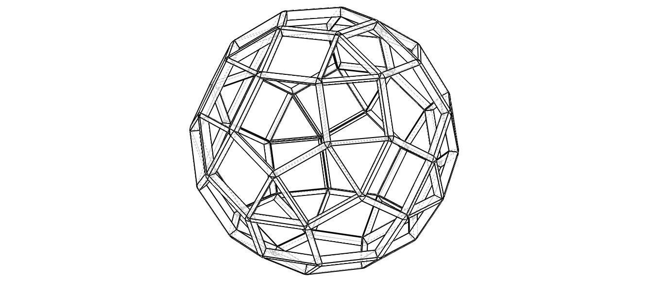 Wireframe Shape Rhombicosidodecahedron 3D print model_3