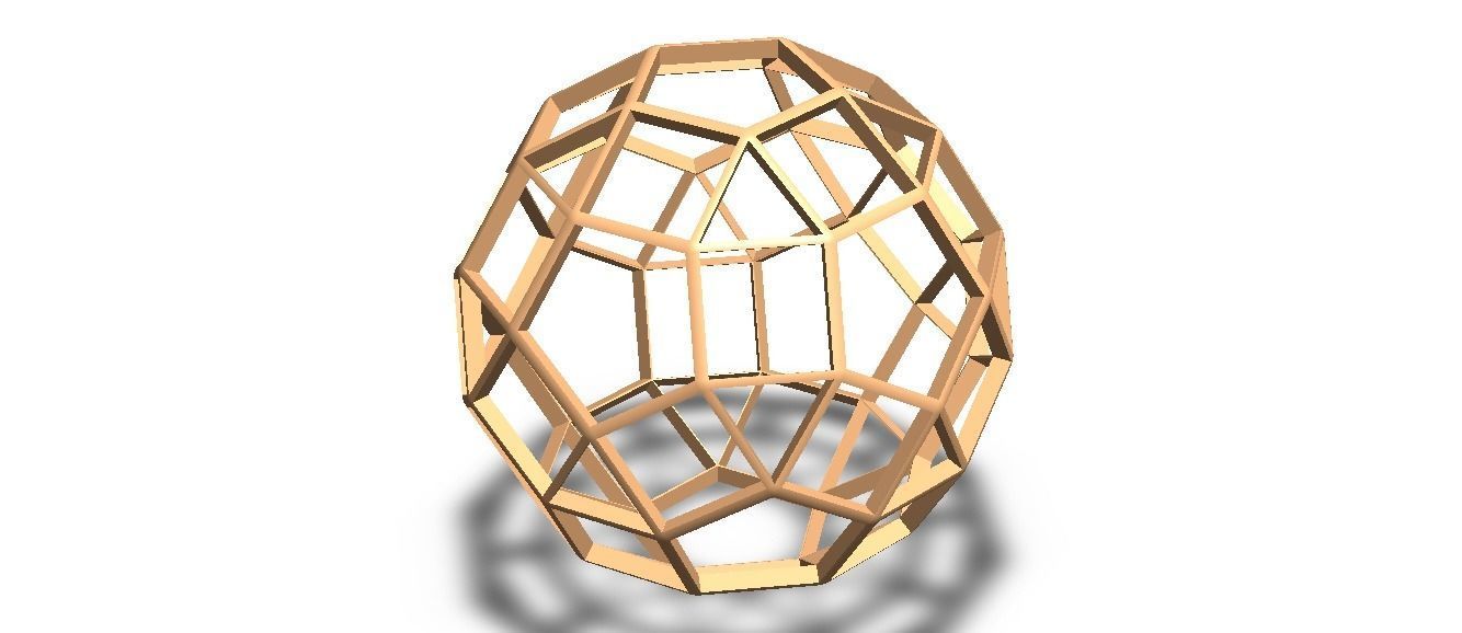 Wireframe Shape Rhombicosidodecahedron 3D print model_13