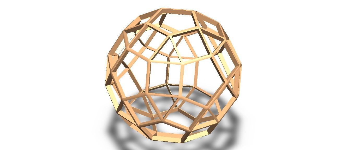 Wireframe Shape Rhombicosidodecahedron 3D print model_9