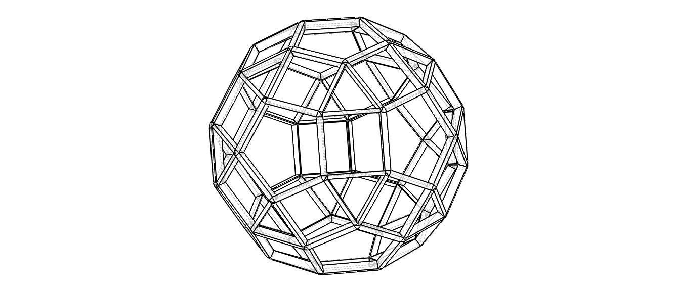 Wireframe Shape Rhombicosidodecahedron 3D print model_11
