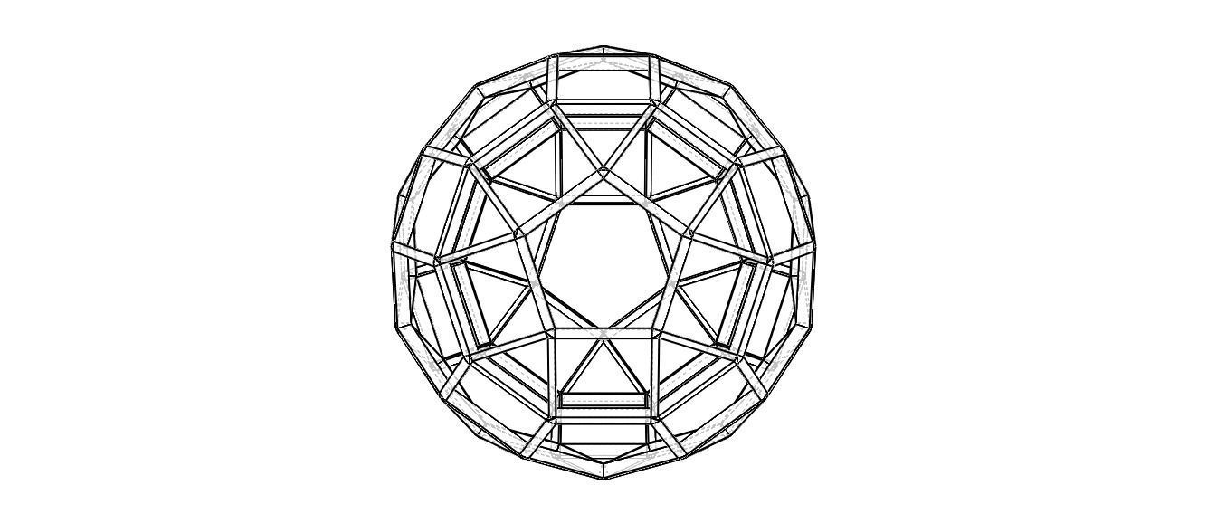 Wireframe Shape Rhombicosidodecahedron 3D print model_31