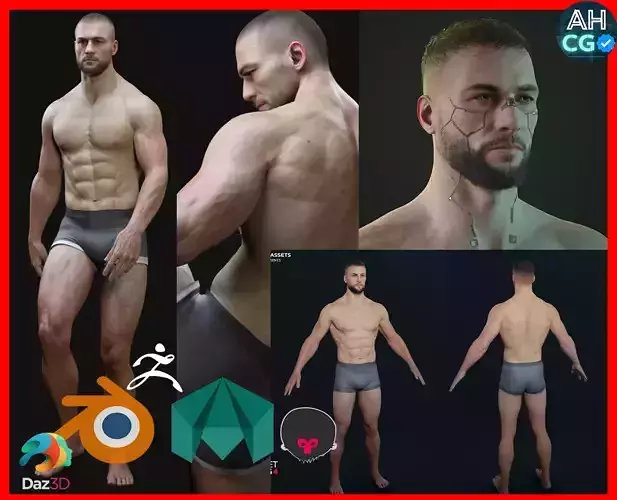 Lifelike Male Base 3D Model Low-poly 3D model