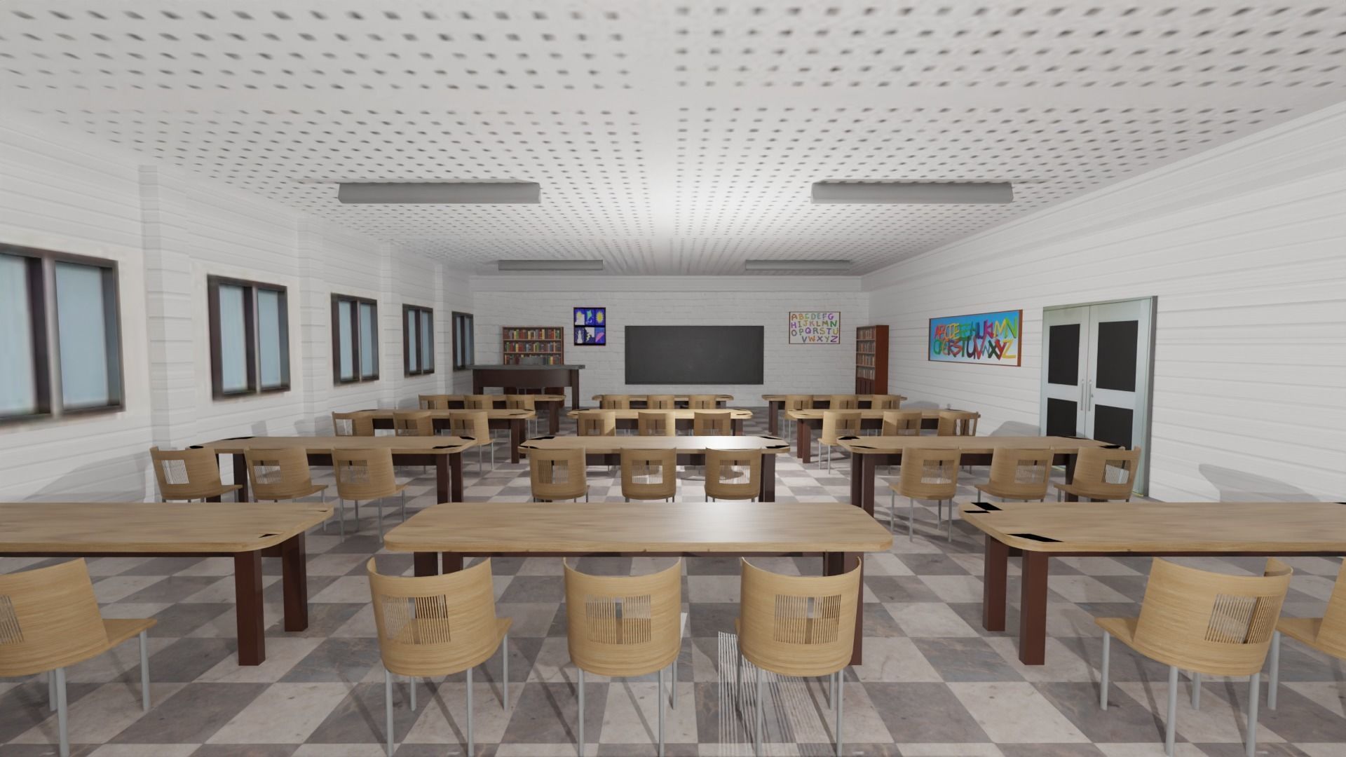School and Classroom Interior Low-poly 3D model_1