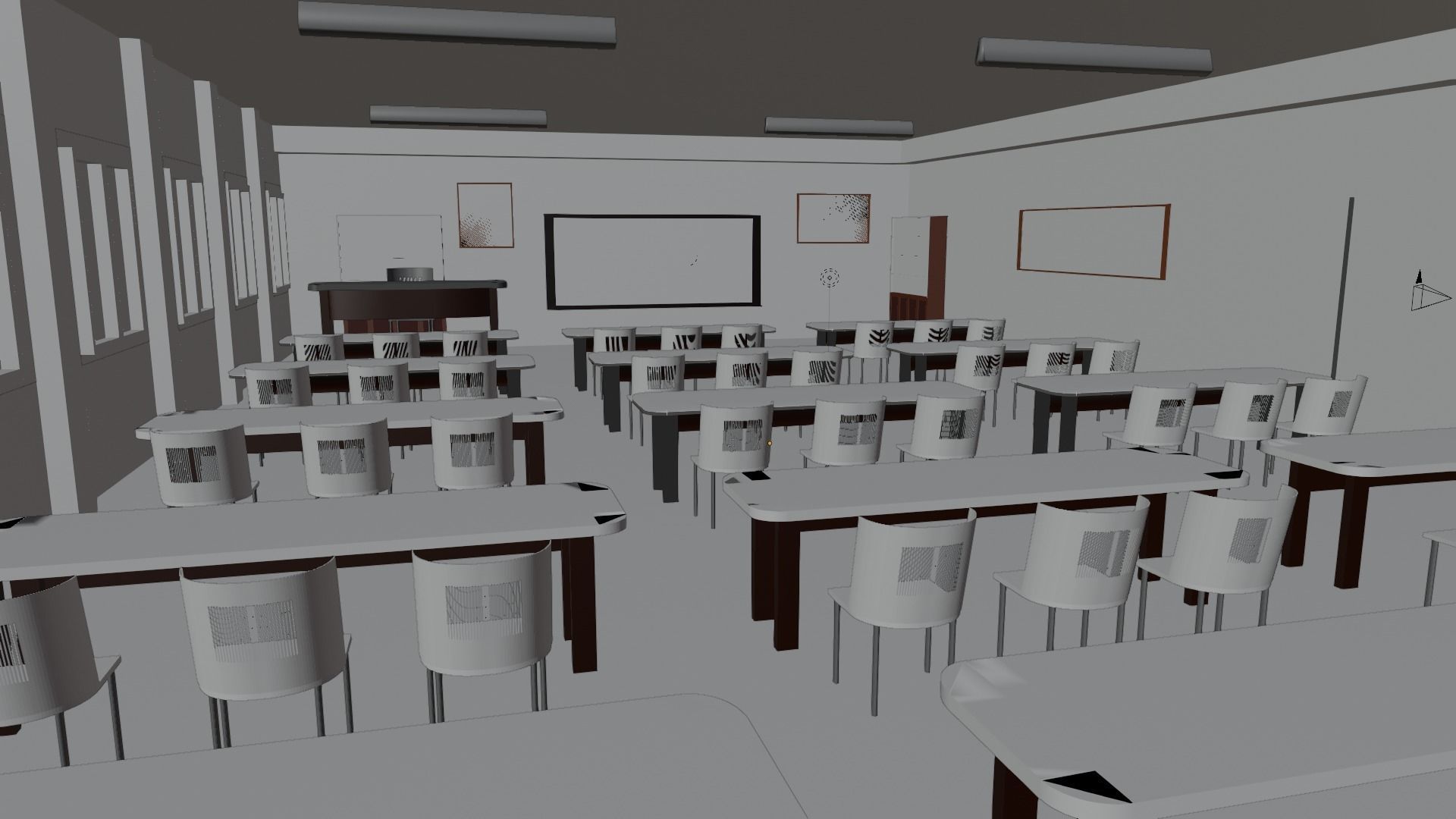 School and Classroom Interior Low-poly 3D model_12