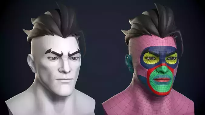 Stylized Male Head Basemesh - Game Ready - Rocky