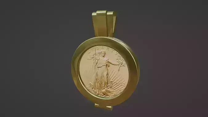 half oz hinged American eagle gold coin frame mount 3D print model