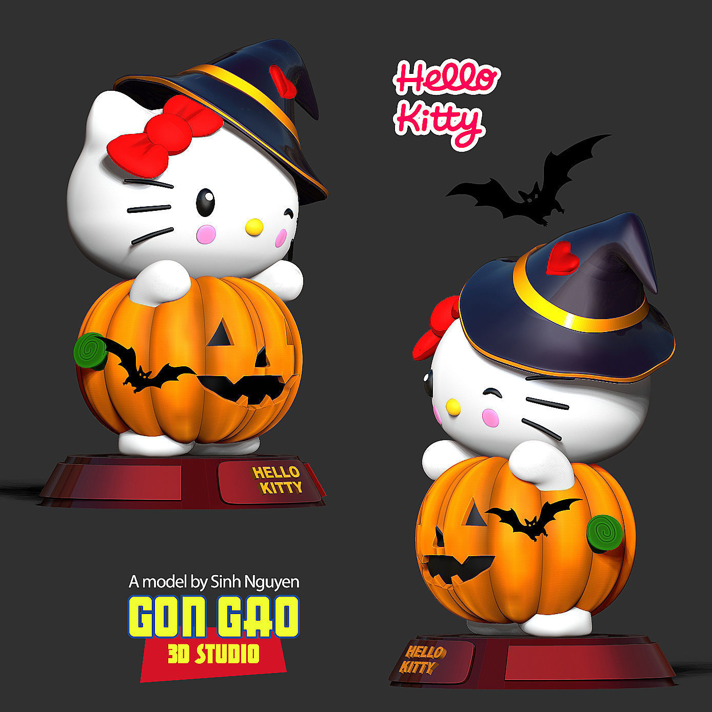 Hello Kitty - Halloween custom 3D print model_3